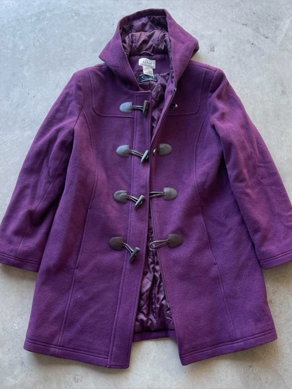 Vintage L.L.Bean Purple Wool Duffle Coat – Women’s 14 Petite